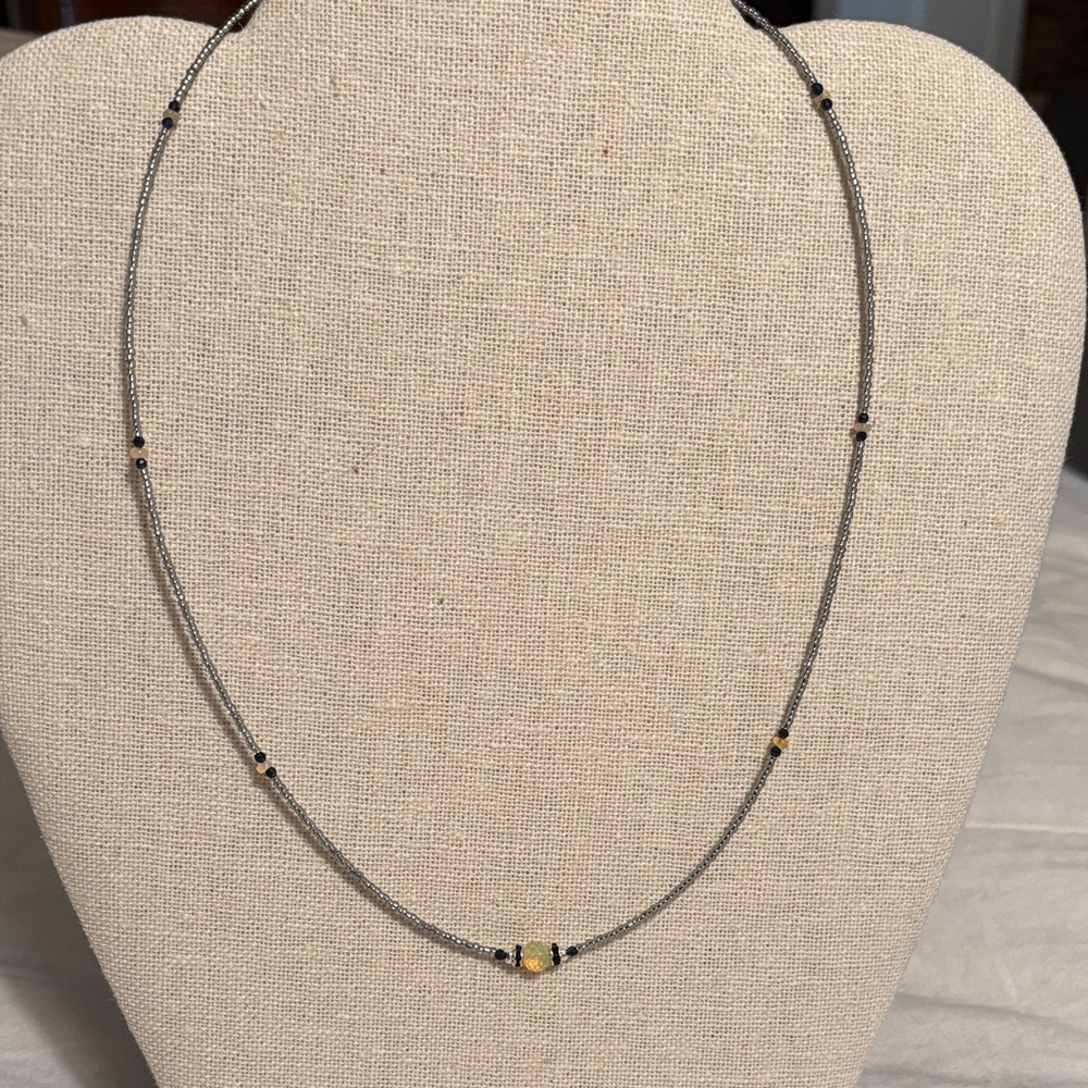 Elegant Opal  and shimmery beaded Necklace